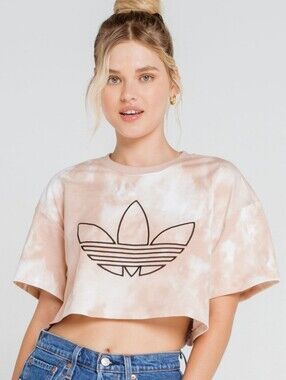 Adidas Tie-Dye Cropped Tee with Trefoil